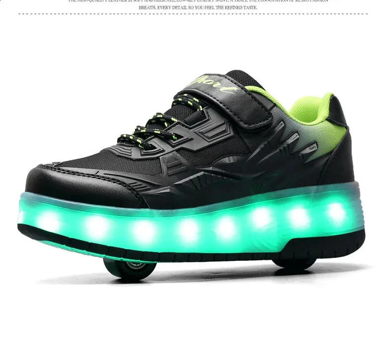 Roller Skate Αγόρια Κορίτσια Φώτα που αναβοσβήνουν Παπούτσια με ρολό με δύο τροχούς Led Light φωτεινά αθλητικά παπούτσια εξωτερικού χώρου Casual Παιδικά_voghion.com