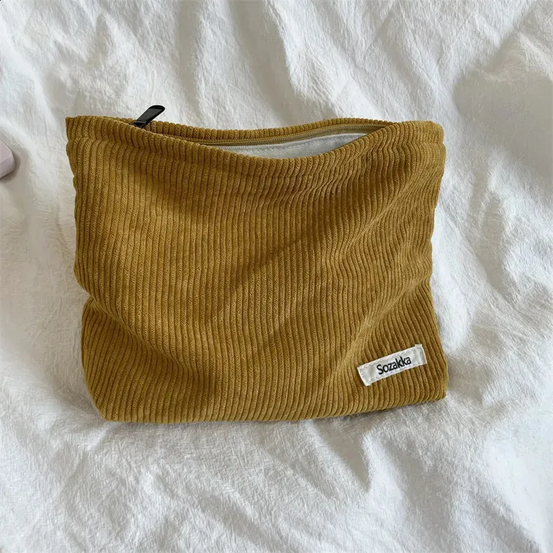 Große Kosmetiktasche aus Cordstoff für Damen, Reisetasche für Lippenstift, Organizer, Reißverschluss, Clutch, Handy-Geldbörse_voghion.com