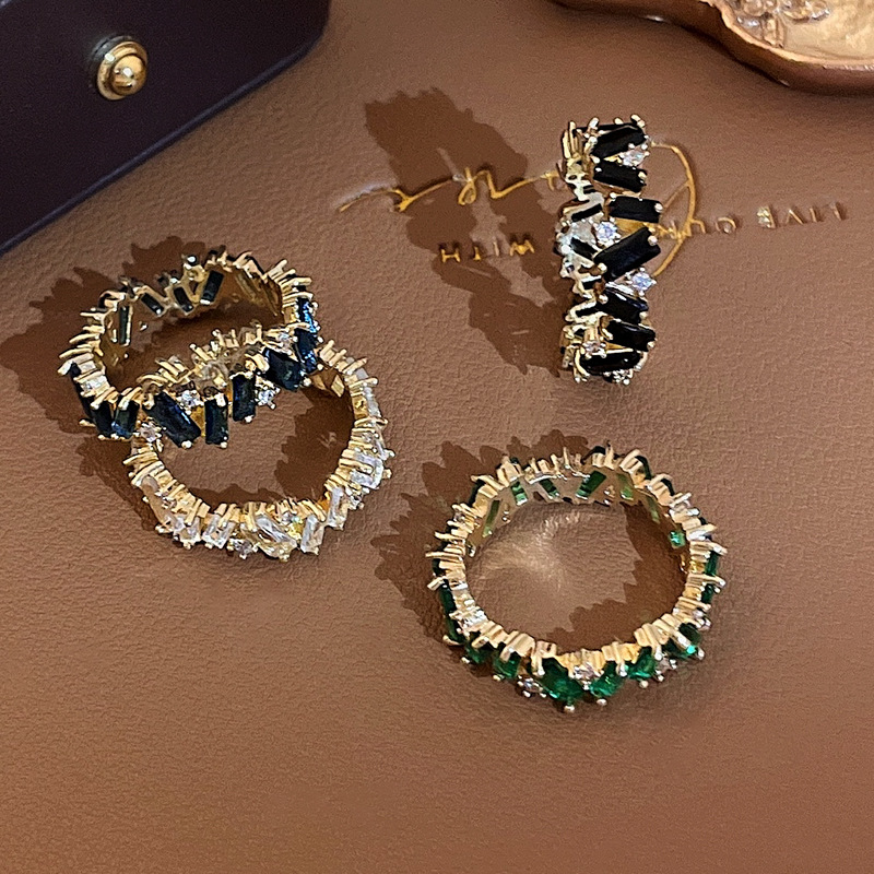 Real Gold Electroplated Irregular Zircon from South Korea Exquisite Fashion Open Ring Light Luxury and High Grade Hand_voghion.com