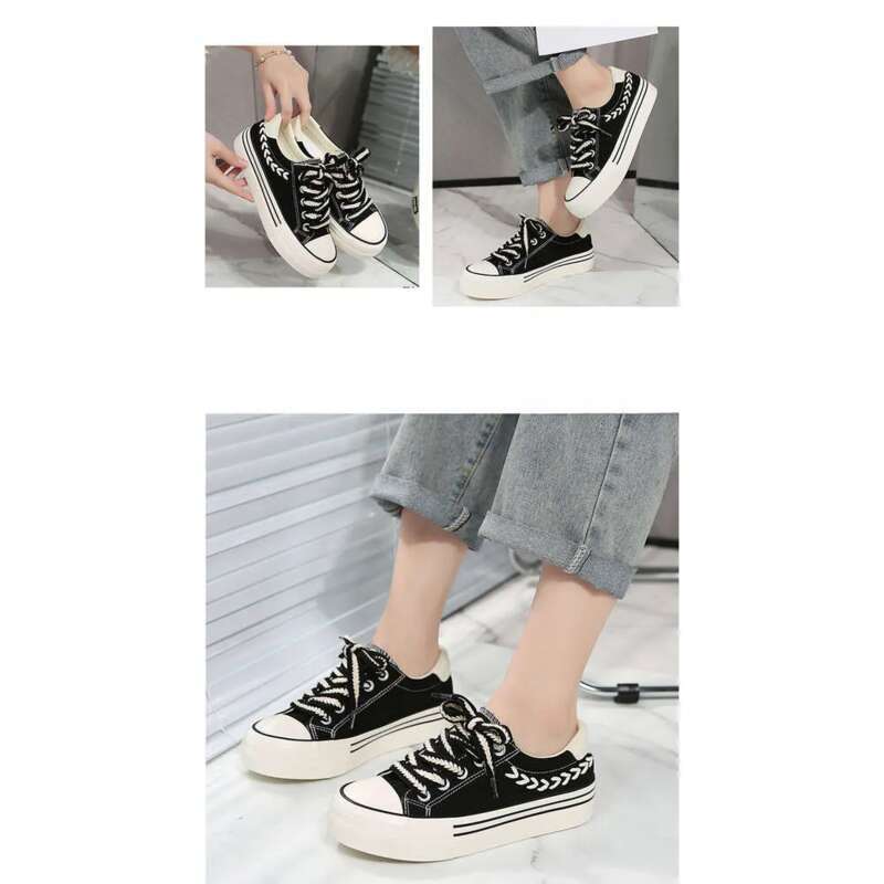 2024 New Women's Casual Fashion Trend Versatile White Thick Sole Board Shoes_vogvips.com