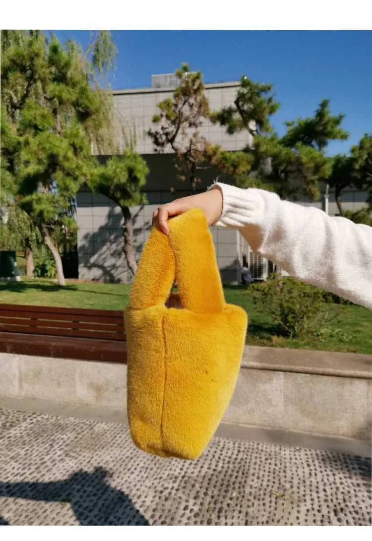 Fi Winter Bucket Artificial Fur Small Casual Shoulder Bag Design Womens Club Wallet Handbag Y241025_voghion.com