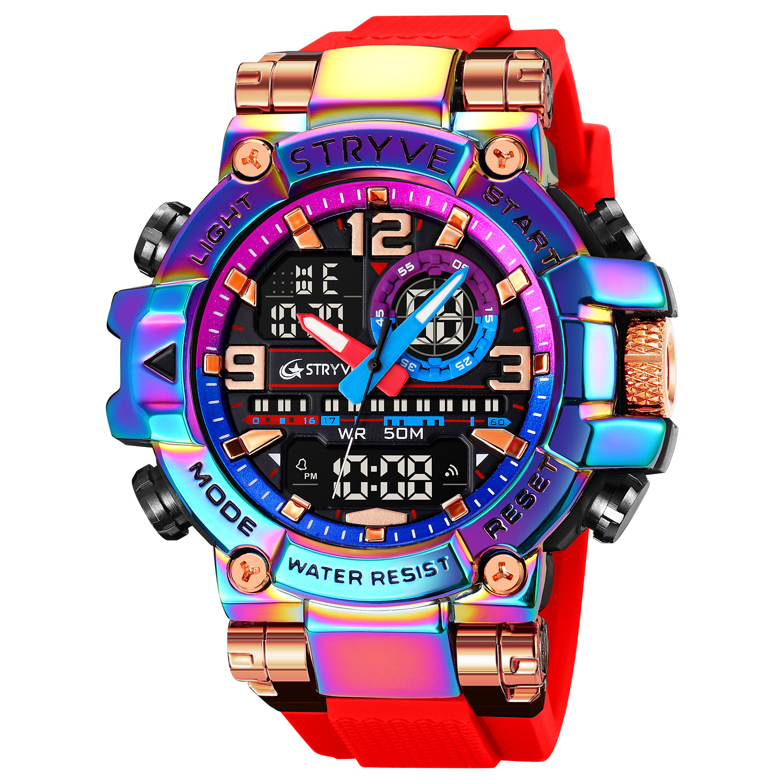 STRYVE Hot Selling Sports Colorful Luminous Electronic Waterproof Wristwatch Multi-Function Student Watch 8025_voghion.com
