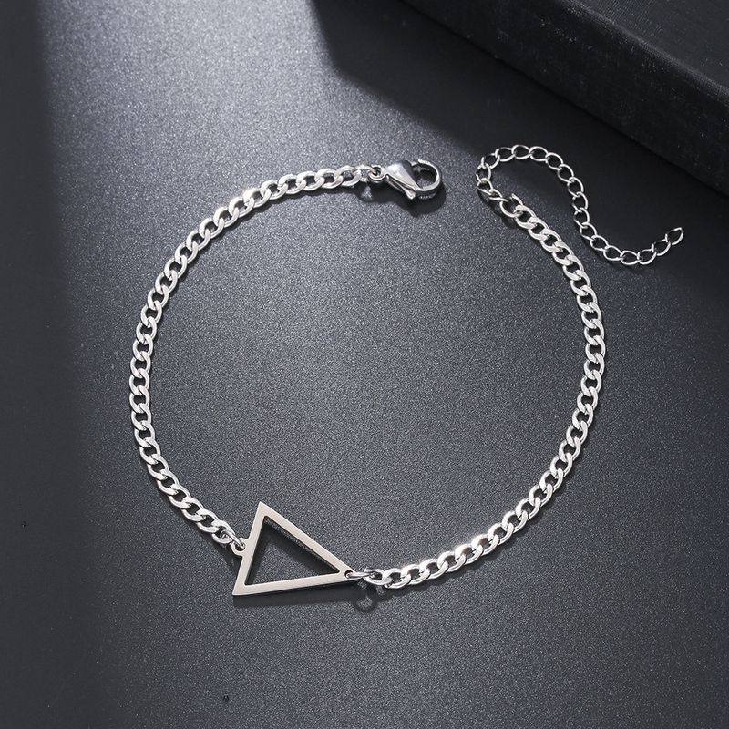 Pulseira de aço inoxidável geométrica triangular NK com pingente de cruz hip hop para homens e mulheres_voghion.com