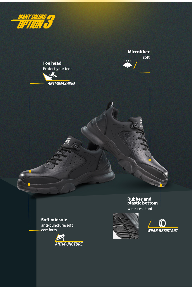 Scarpe antinfortunistiche GUYISA con puntale in plastica per elettricisti, leggere, morbide e comode, 39-44 5051KV_voghion.com