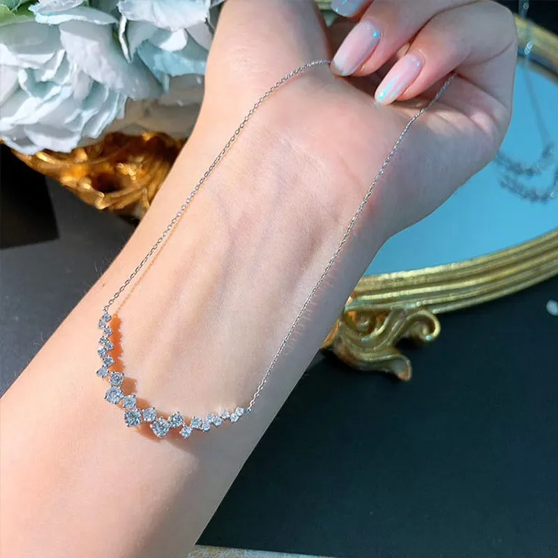 Colliers pendentifs CAOSHI Collier pour femme pour fiançailles Bijoux de mariage avec une rangée de cristal brillant Élégant Femme_voghion.com