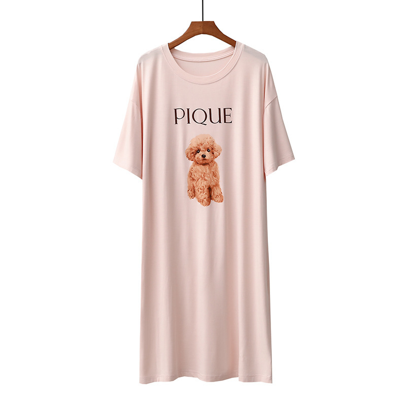 Pigiami da notte da donna Pigiama da donna sottile e comodo, a girocollo, a maniche corte, di media lunghezza_voghion.com