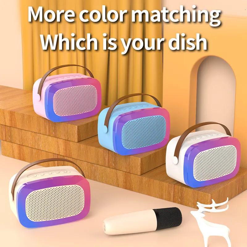 Microphones Mini Portable RGB Waterproof Children's Home Karaoke Speaker Subwoofer High Volume TWS Caixa De Som_voghion.com