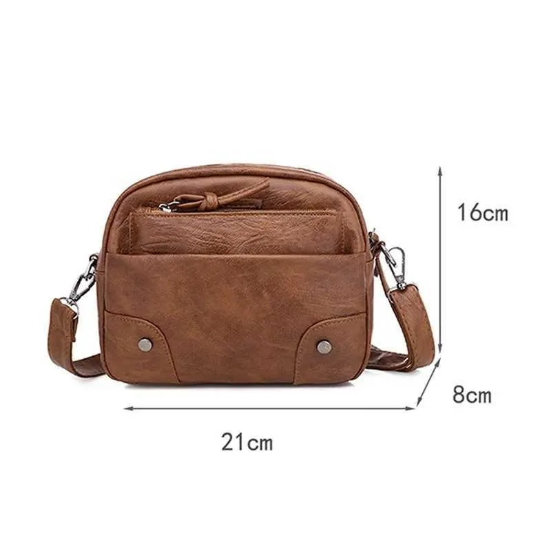 Women’s Leather Crossbody Bag With Three Layers And Multi Pockets_voghion.com