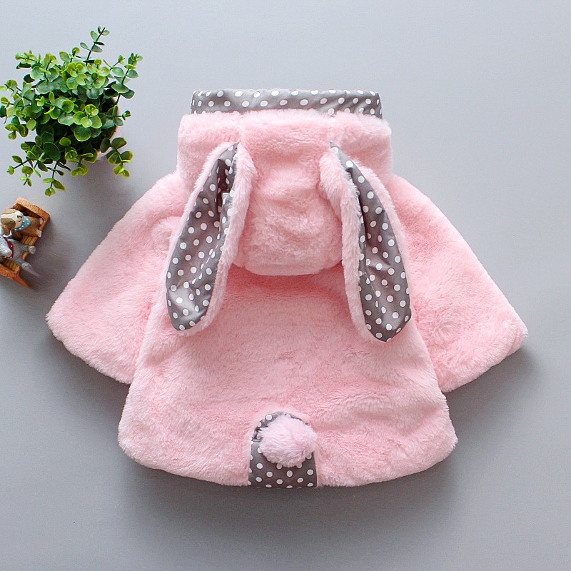 Winter Children's Warm Clothing Hooded Coat Cold Proof Cute Rabbit Ears Cloak for Girls_voghion.com