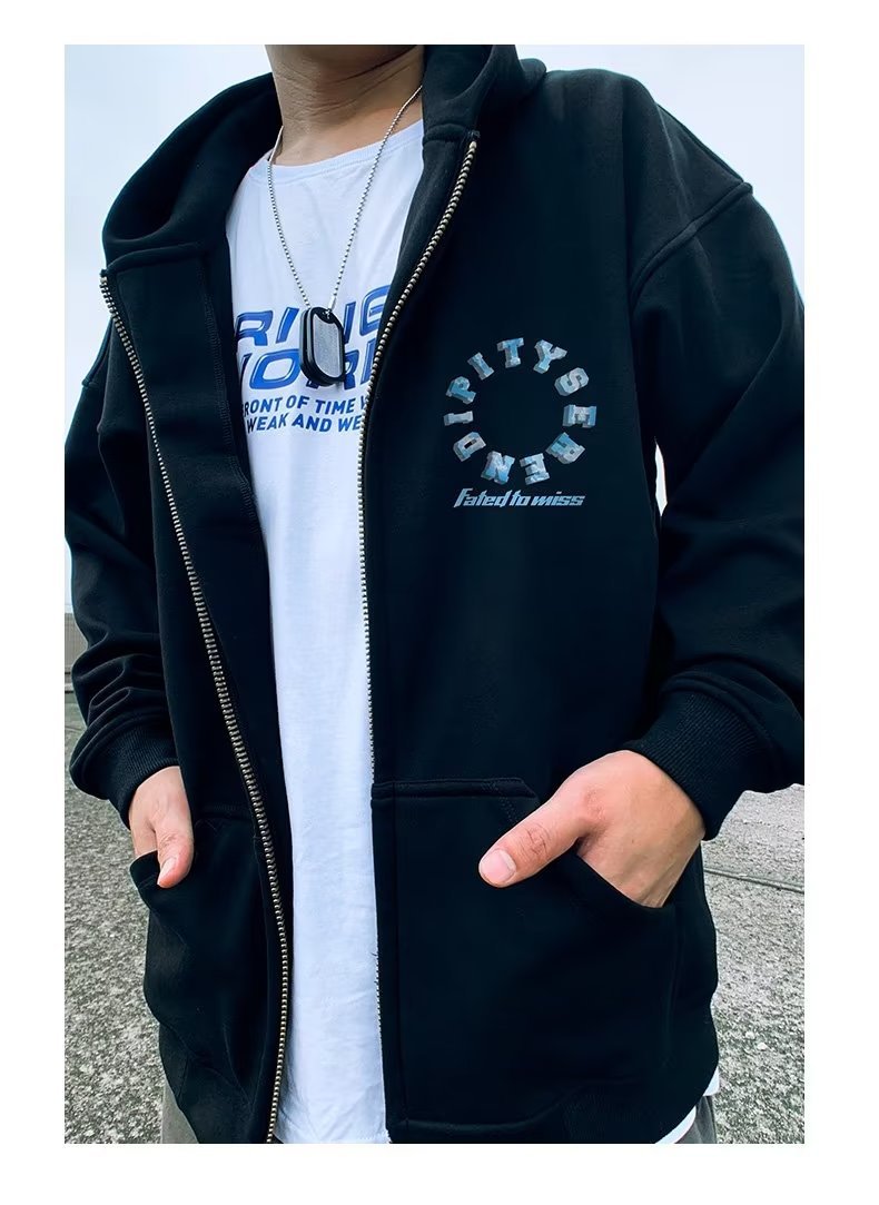 Dünne, lockere Strickjacke der Trendmarke, molliger Trend mit zusätzlichem Fett, Kapuzenpullover in Übergröße für Frühling und Herbst für Männer_voghion.com