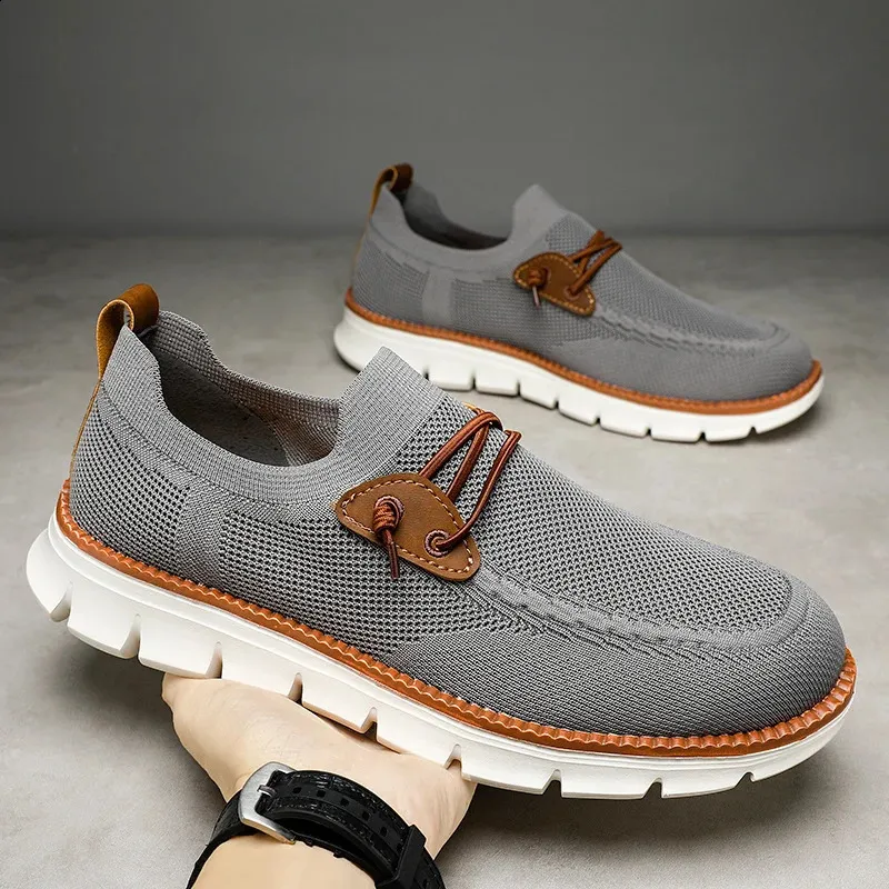 Baskets plates et légères en maille respirante pour homme, chaussures de marche et de conduite, collection printemps-automne 250228_voghion.com