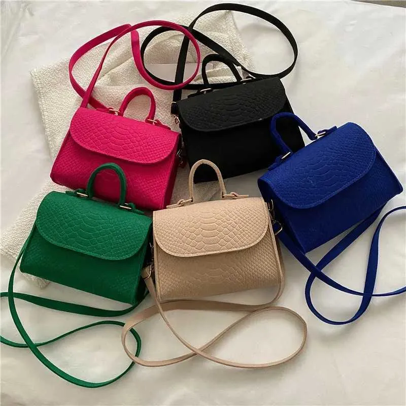 2024 new handbag felt crocodile pattern indentation niche fashion design small square bag shoulder ba241022_voghion.com