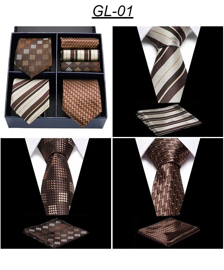 Rusetit Miesten Solmiosarja Klassinen 7,5 cm Solmio ja Keltainen Vihreä Musta Paisley Pocket Square Miehille Häät_voghion.com