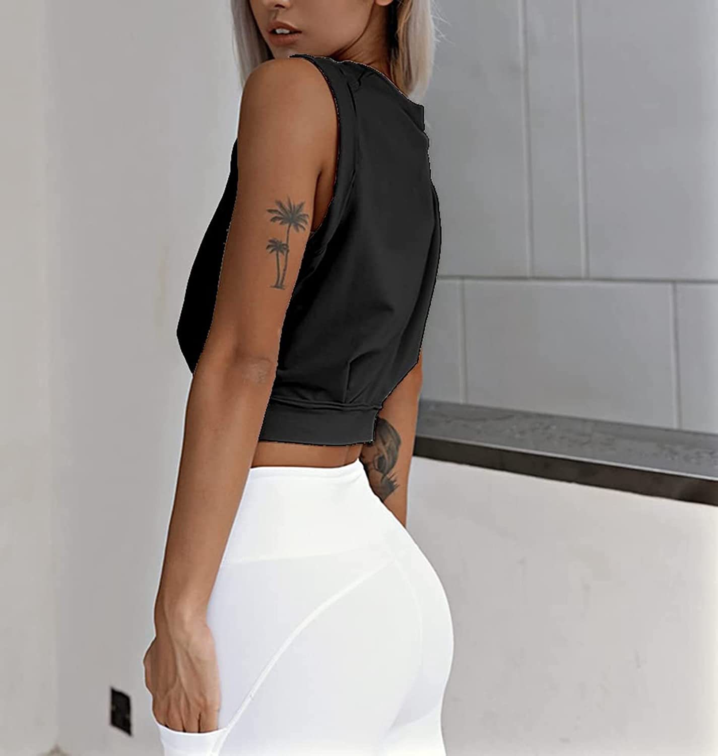 Maglietta senza maniche corta e girocollo, tinta unita, nuova moda estiva da donna 2025_voghion.com