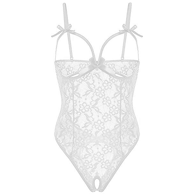 Lace Dark Patterned Open Cut One-piece Fun Lingerie Set_voghion.com