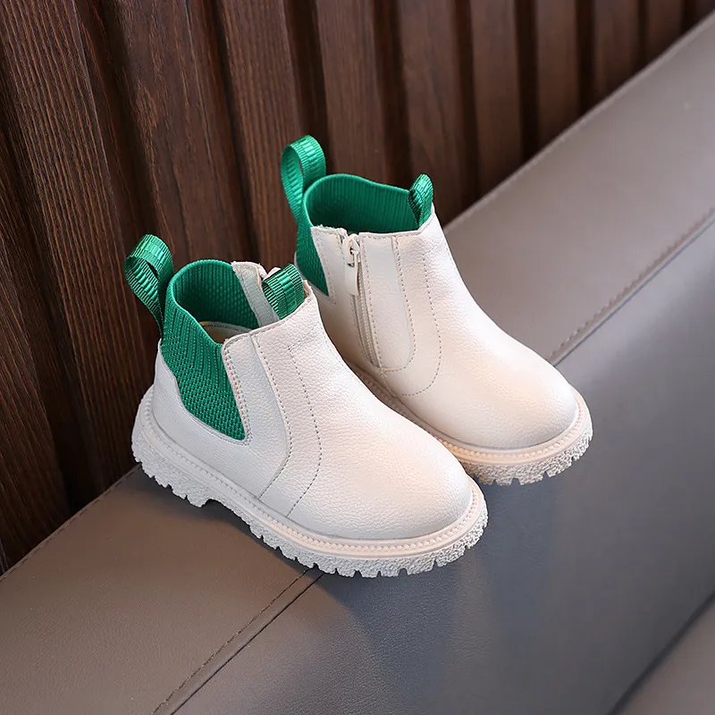 Winter Nieuwe Kinderen Dikke Warme Zijrits PU Leren Waterdichte Sneeuwlaarzen Kidsnest Jongens Meisjes Antislip Pluche Katoenen Schoenen_voghion.com