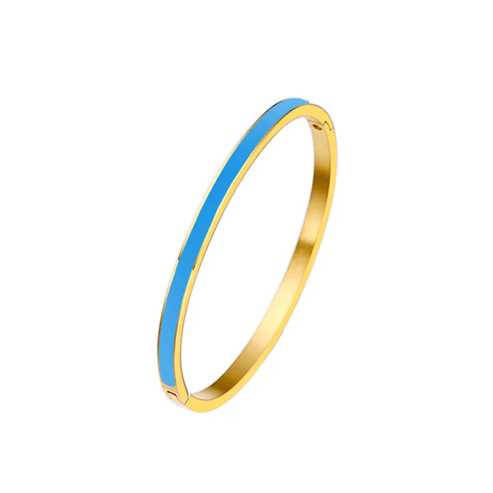 Titanium Steel Enamel Bangle Gold Plated Designer Bracelet For Women_voghion.com