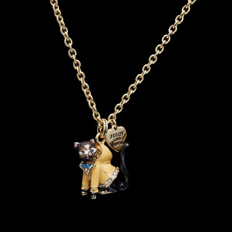 Chains Niche Enamel Jewelry Sweater Chain Autumn Cute Pet Animal Black Kitten Long Necklace For Woman Trend_voghion.com