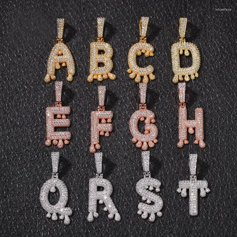 Coliere cu pandantiv, micro pavate, zirconiu cubic, cauțiune, picurare, literă mică pentru bărbați, hip hop, bling, gheață, rapper, bijuterii roz_voghion.com