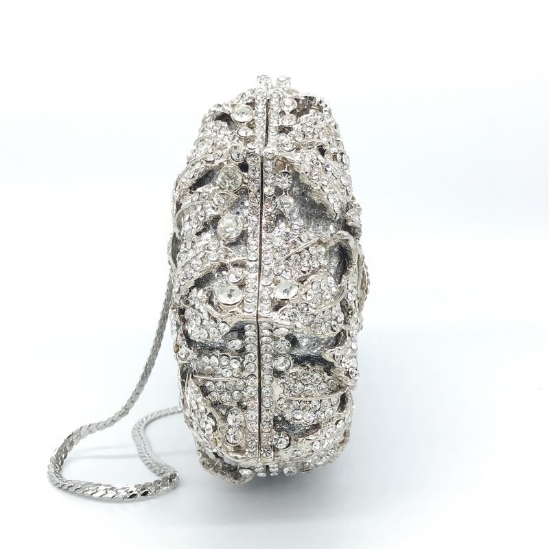 Amiqi Meerjungfrau Party Handtasche für Damen, Diamanten, helles, festes Muster, klares Abendessen, Metallrahmen,_voghion.com