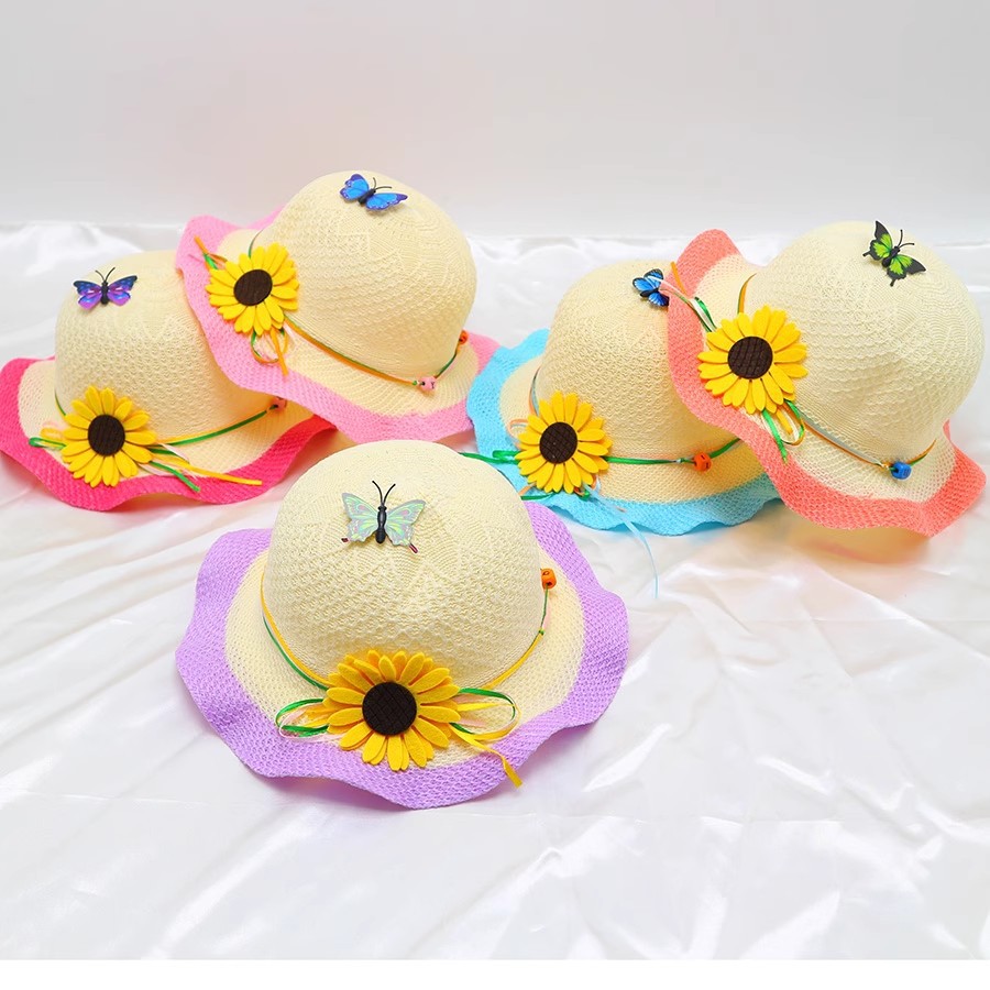 Children's baby girl sun hat thin hat sun protection sun hat summer cute girl beach princess straw hat_voghion.com