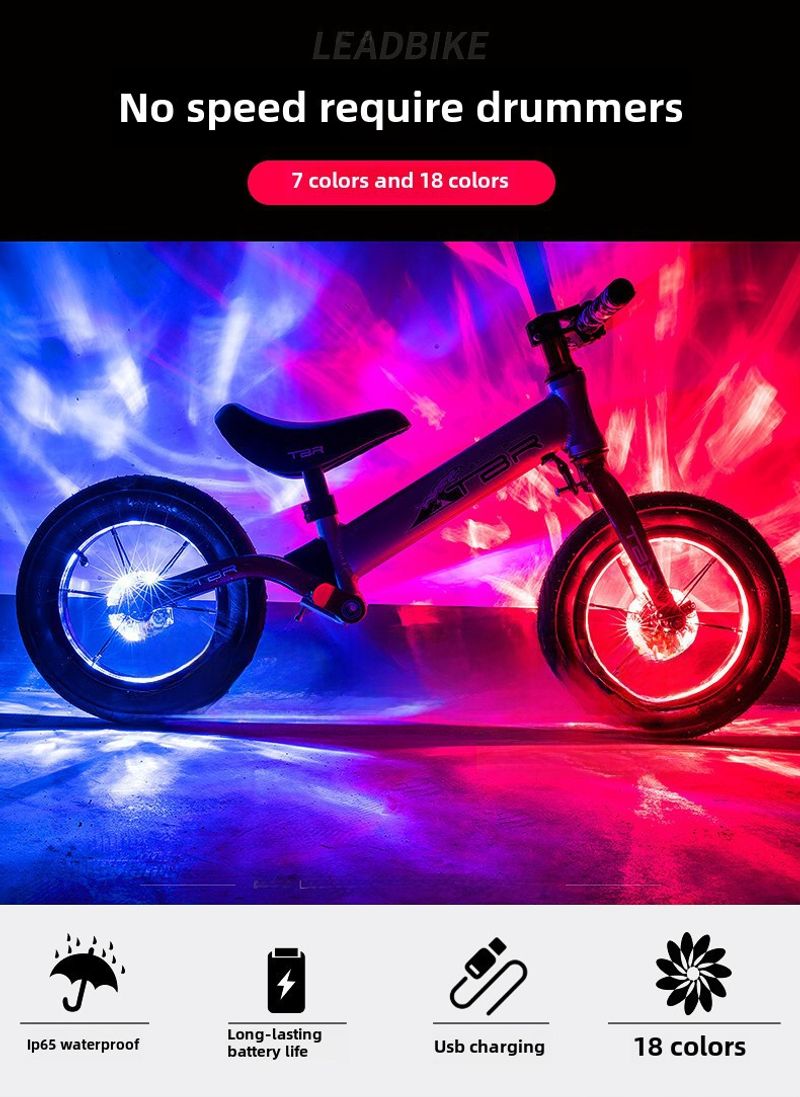 Mașină de echilibru pentru copii Impression Wer Drum Bicicletă Hot Wheel Încărcare USB Bicicletă glisantă Lumină de avertizare pentru călătorie de noapte_voghion.com