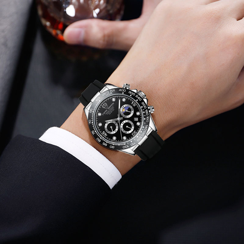 Orologio da uomo con cinturino in pelle, impermeabile, multifunzione, cronografo al quarzo, quadrante da corsa, 2024_voghion.com