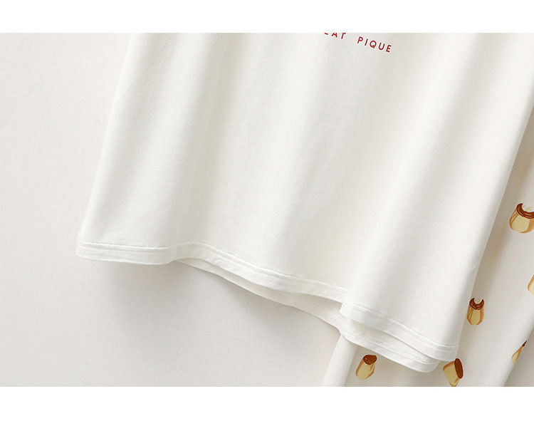 Vêtements pour femmes pyjamas pour femmes printemps et automne modal lettre gâteau imprimé col rond pantalon à manches longues mignon vêtements de maison frais_voghion.com