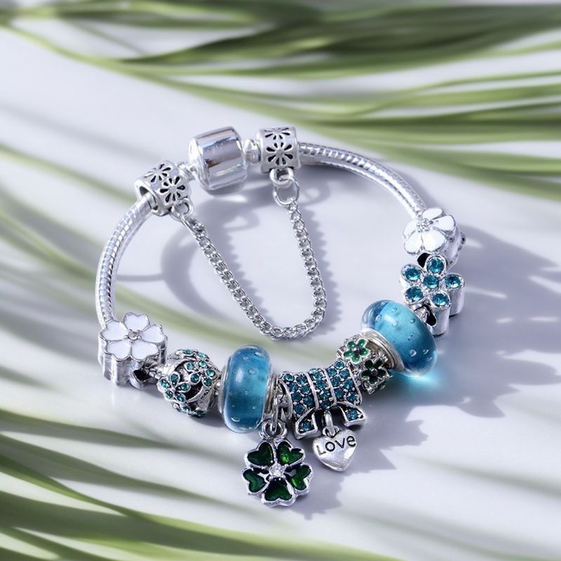 Bracciale charm in acciaio inossidabile con perline smaltate_voghion.com