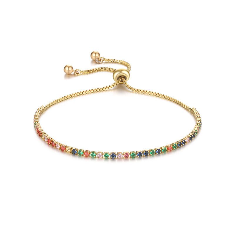 Novos produtos Pulseira ajustável de cristal colorido com zircônia e diamantina para mulheres_voghion.com