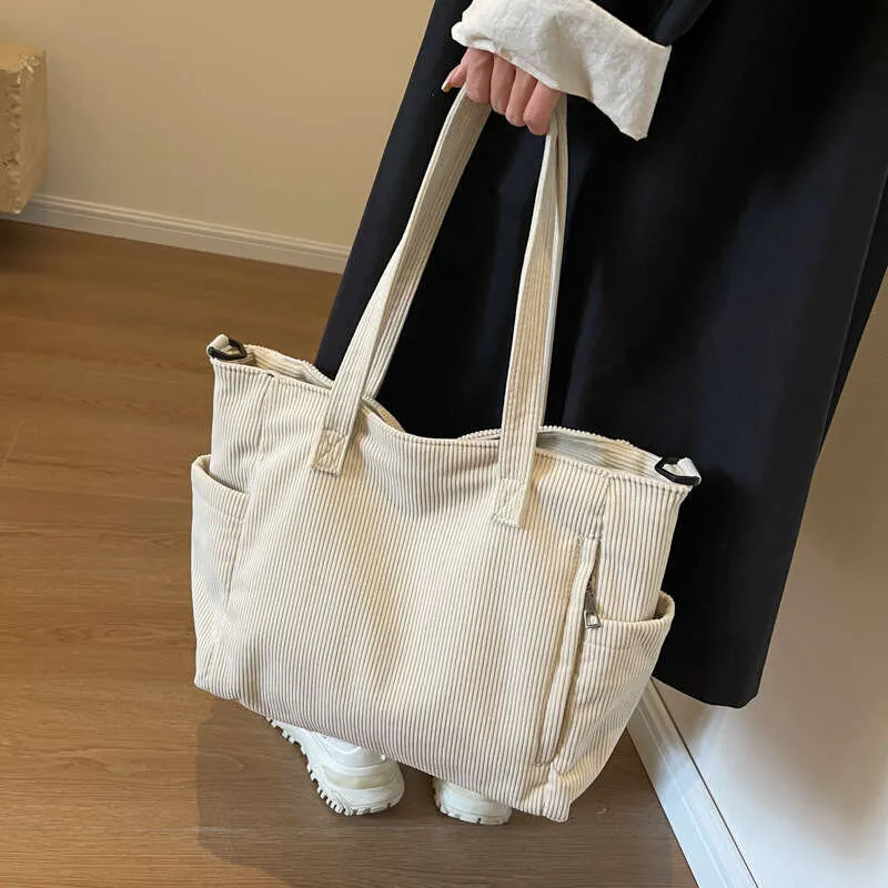 Nuovo materiale in velluto a coste borsa a tracolla grande capacità borsa a tracolla borsa da strada_voghion.com