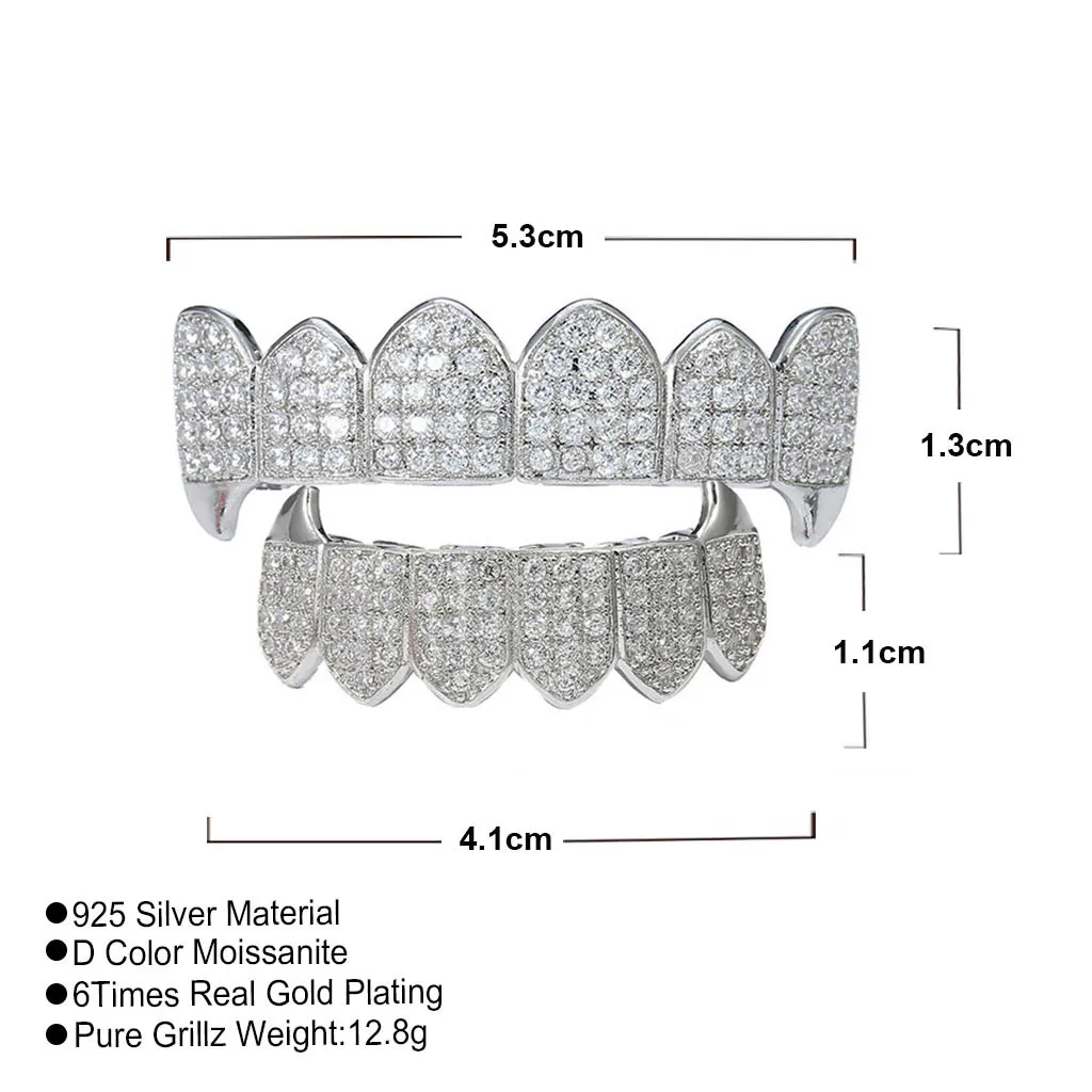 Custom High-Quality Hip Hop Jewelry Teeth 8Top 8Dowm Sier Vvs Diamond Fully Iced Out Perm Cut Moissanite Grillz For Mens_voghion.com