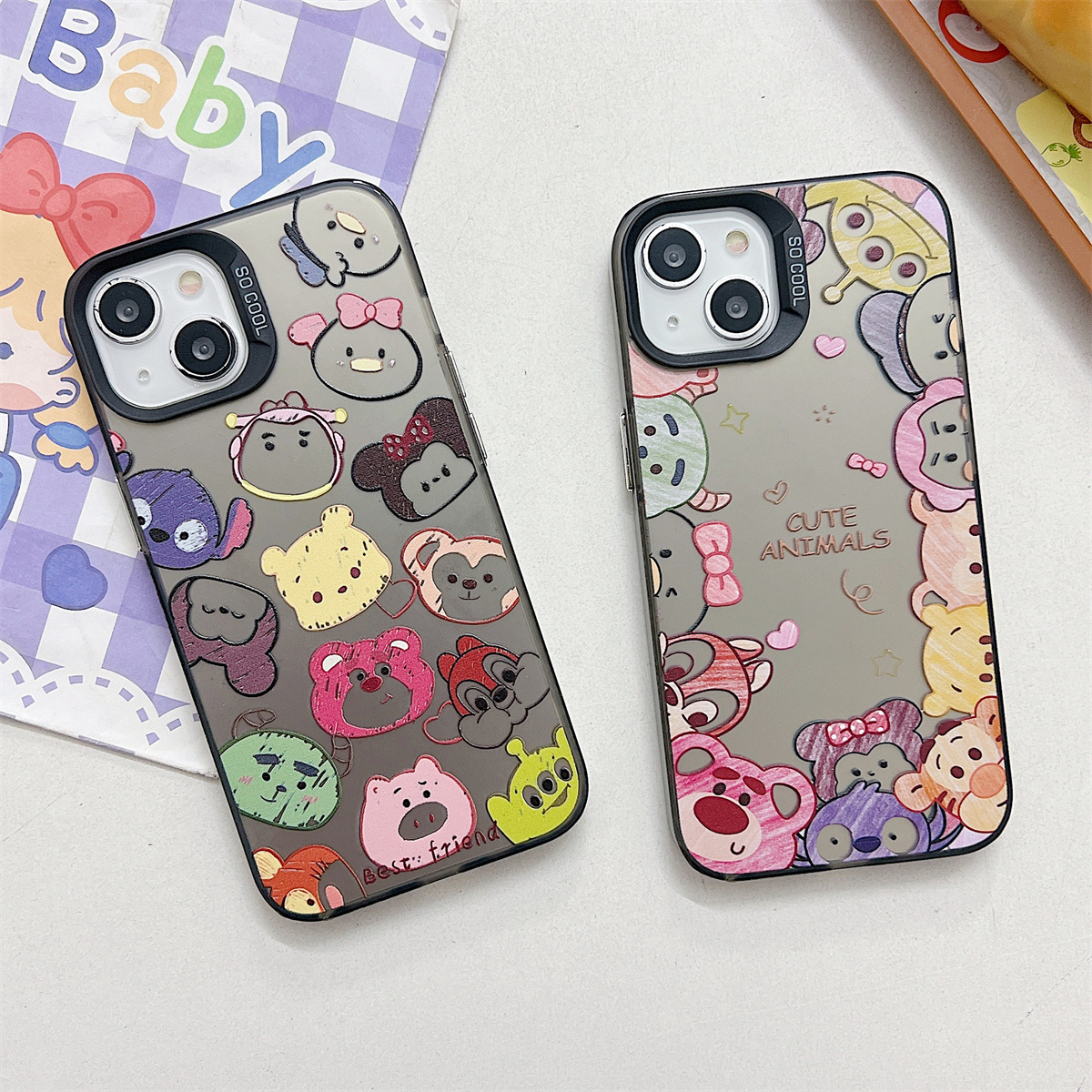 Řemínek na hodinky kompatibilní s iPhone 15 14 13 12 11 PRO MAX XR XS X 8 7 PLUS SE 2020 Průhledný kryt na telefon s roztomilým anime medvědem IMD_voghion.com