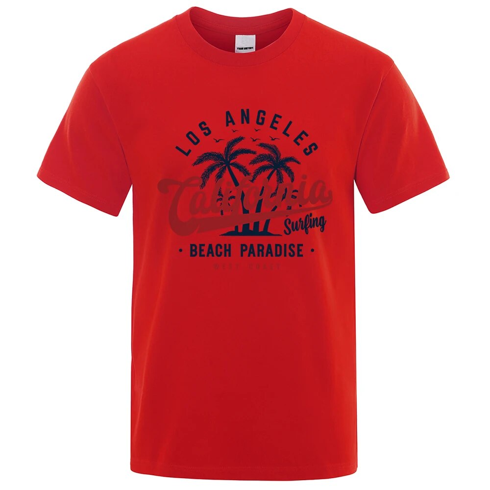 Lo Angele California Beach Paradie Herr Topp Fahion Crewneck T-shirt Bomull Sommar T-shirt Andas Overize_voghion.com