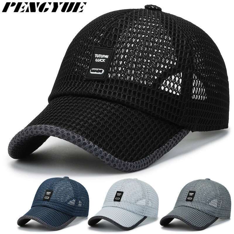 Sommerhut für Herren, schnelltrocknend, atmungsaktiv, Netzstoff, Entenschnabelhut, große Krempe, Baseballmütze_voghion.com