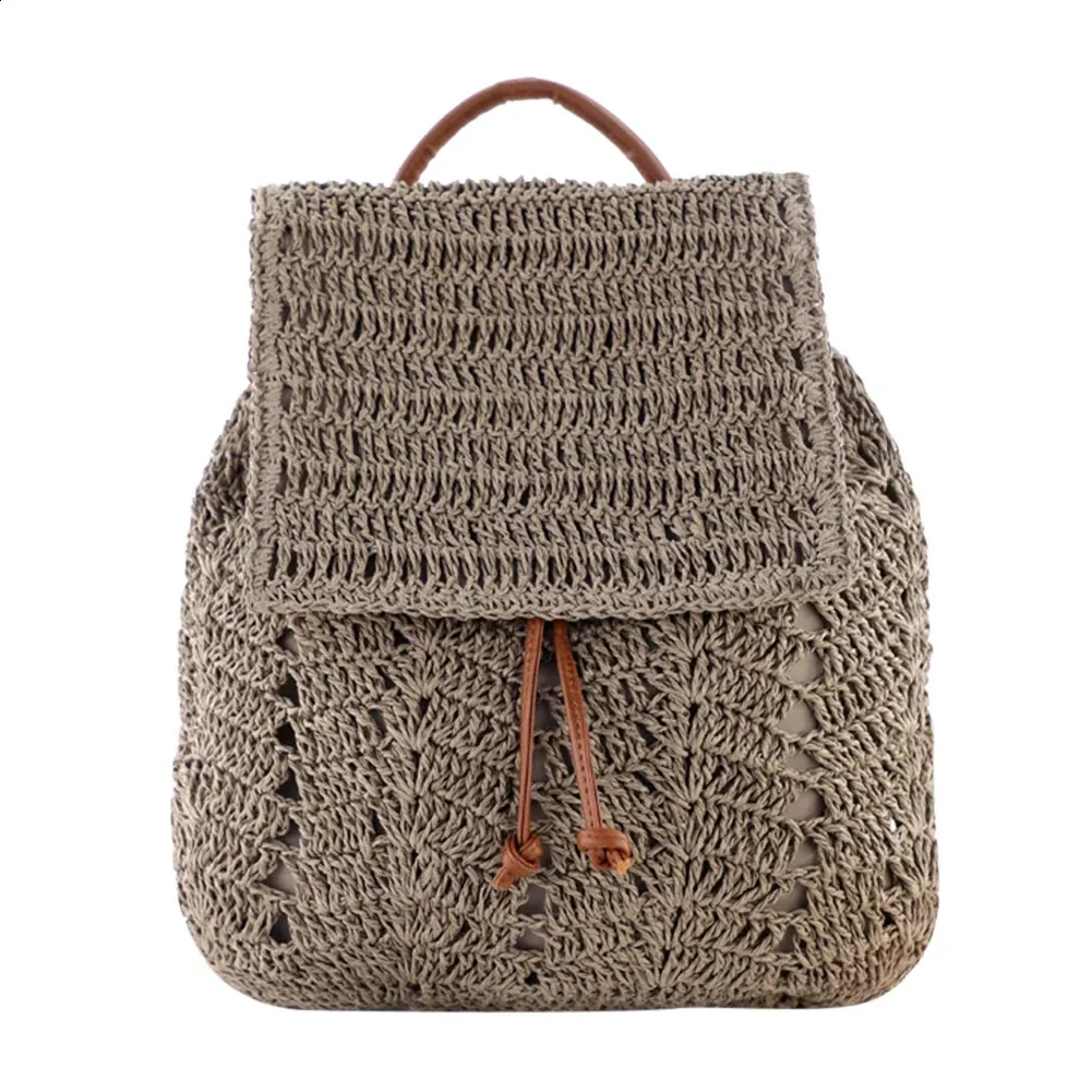 Damen Stroh Sommer Boho Bohemian Hohl Schultertasche Hobo Häkeln Reisetaschen für Frauen Gestrickter Strandrucksack 240907_voghion.com