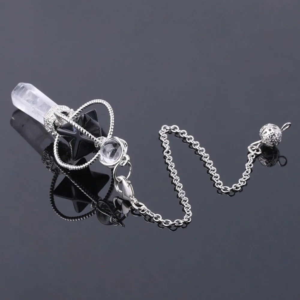 Collier Pendentif Pendule Cristal Naturel Multicolore Longueur 18,5cm Radiesthésie Divination Esotérisme Collier Pierre_voghion.com