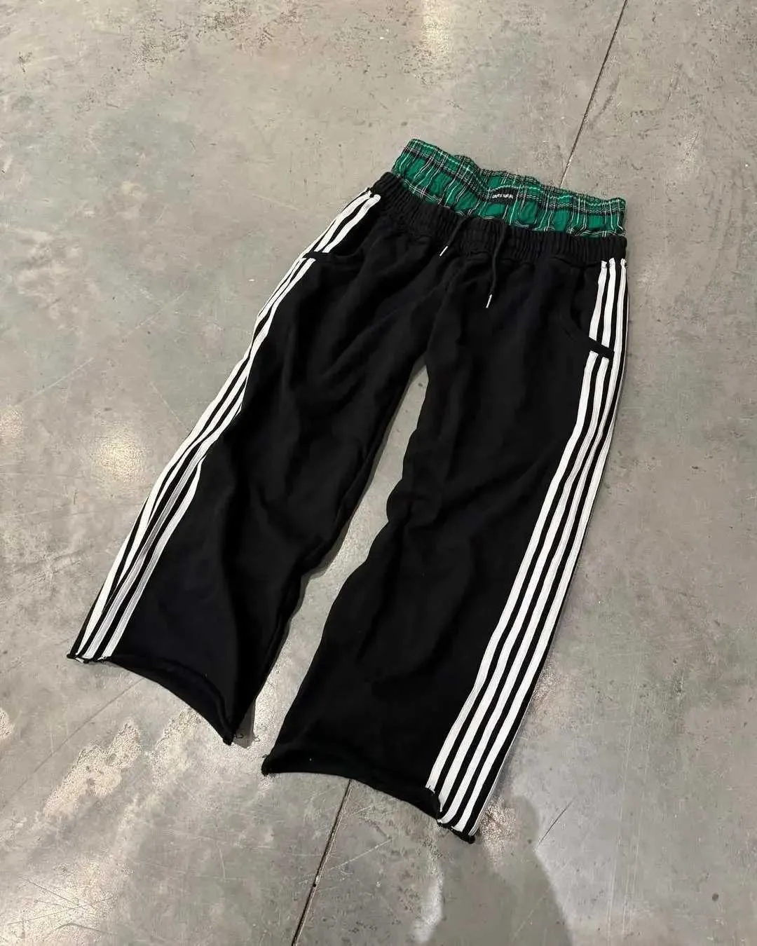 Pantalon rétro Haruku pour homme, style sport, rayures simples, style Y2K, décontracté, ample, droit, style hip-hop, Q240703_voghion.com