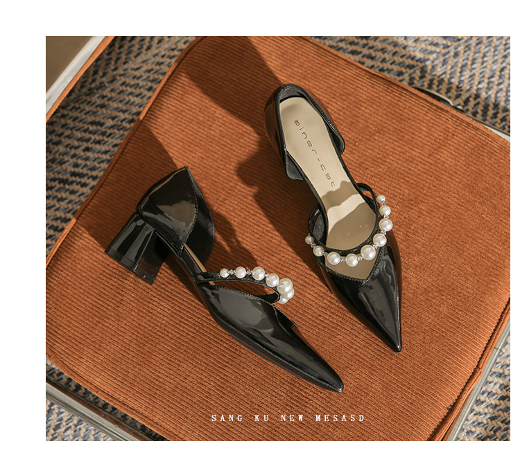 Pointed Mary Jane Heels With Pearl Detail Women's Stiletto Pumps_voghion.com