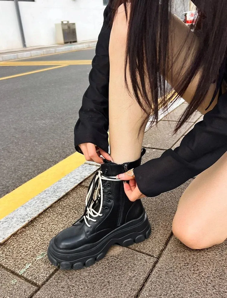 Bottines roses mignonnes pour femmes, bottines blanches de style punk, chaussures courtes kawaii pour femmes, combat, demi-saison, soldes, Pu_voghion.com