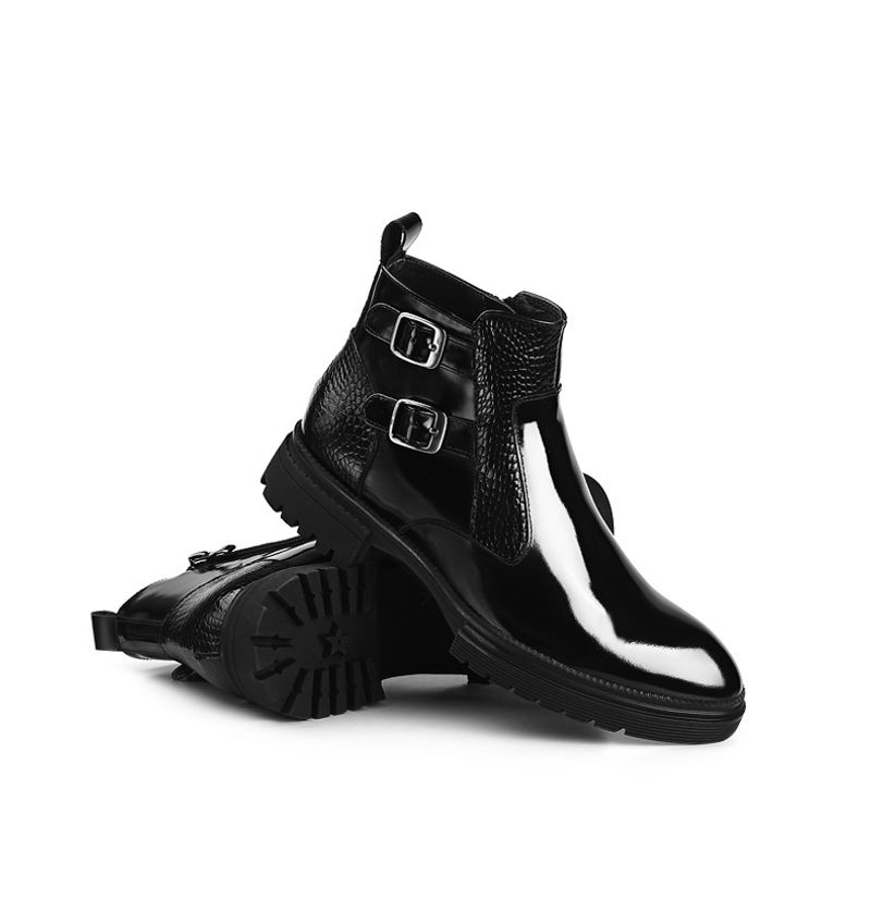 Men’s Shoes leather men's short thick soled big head round boots_voghion.com