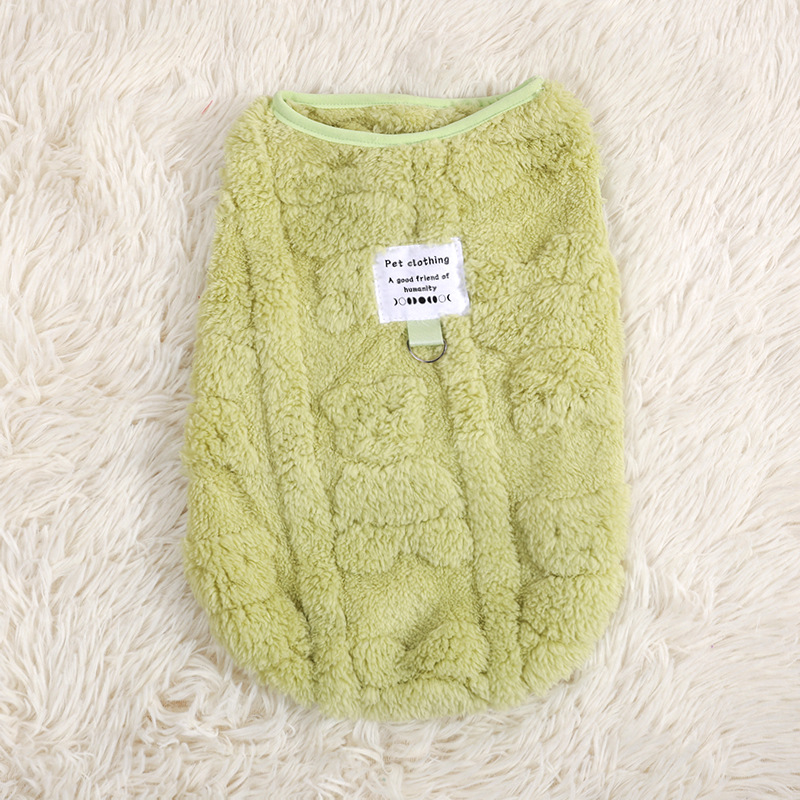 Autumn Winter Dog Macaron Series Leashable Simple Style Solid Color Pet Vest Fleece Cat Warm Clothes_voghion.com