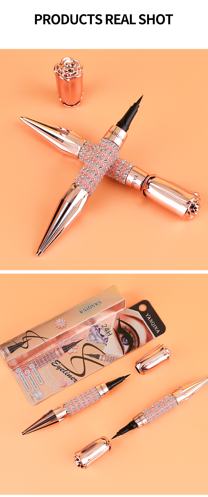 YANQINA Yanqina Scepter su geçirmez, tere dayanıklı, serin siyah renkli eyeliner sıvı kalem_voghion.com
