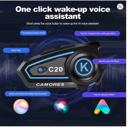 Auricolare Bluetooth 5.3 per casco da moto, auricolare vivavoce impermeabile_voghion.com