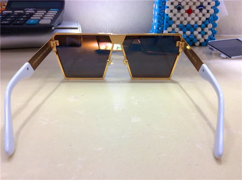 Designer Men's Square Sunglasses Oversized Shiny Mirror Lens Style_voghion.com