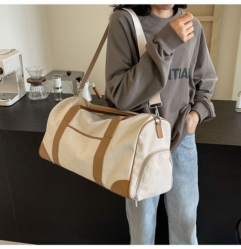 Neutrale Handreisetasche, große Outdoor-Reisetasche, Sport- und Fiesstasche Damen, Retro-Gepäcktasche aus Canvas für_voghion.com