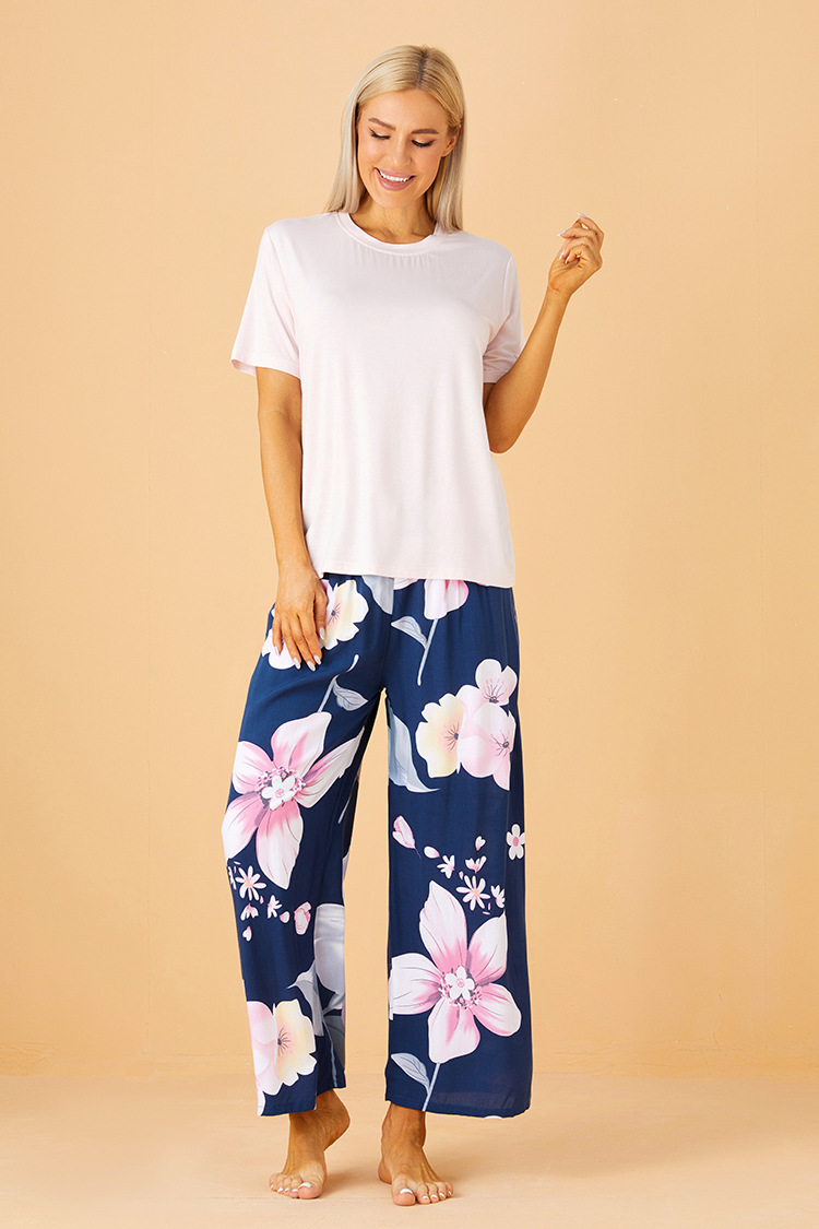 Completo pigiama donna girocollo maniche corte loungewear_voghion.com