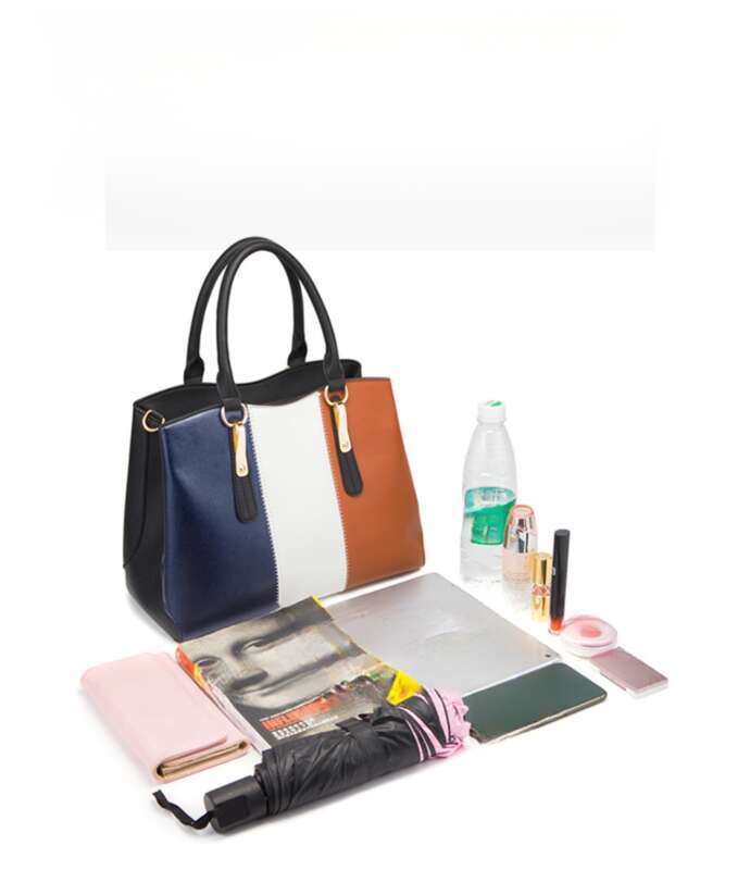Set Of Women's Handbags With Shoulder Bag In Colour Block Style_voghion.com