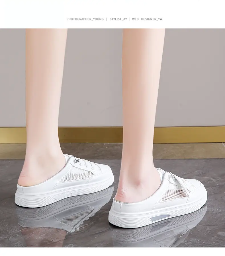 Damen Freizeitschuhe Atmungsaktive Halbschuhe Weiße Slipper_voghion.com
