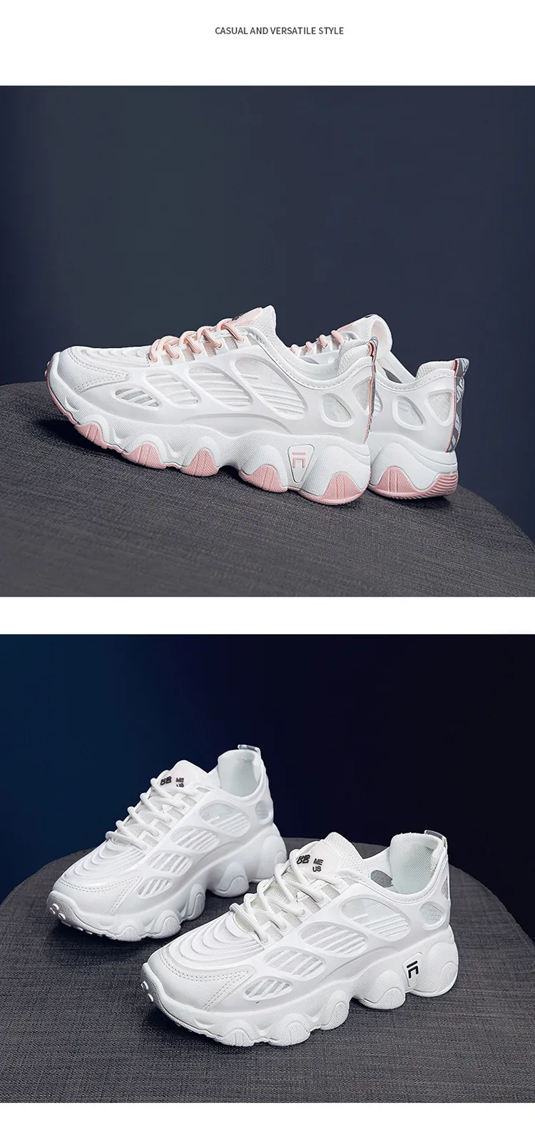 Thick Soled Mesh Sports For Women Breathable Thin Running Casual Dad Shs With Hollowed Out Design Fashionable Board_voghion.com